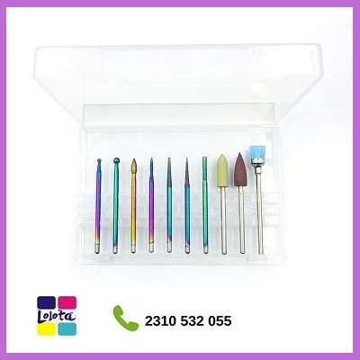 Φρέζες Rainbow για Combi Manicure σε Κασετίνα 10 τεμάχια
