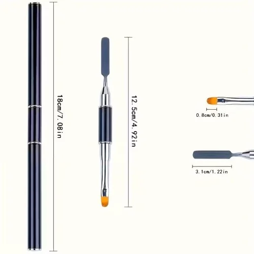 Πινέλο Acrygel Διπλό με σπάτουλα Σετ 3 τμχ