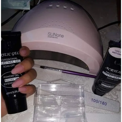 Σετ  AcrylicGel QBD με Dual Forms / Διπλό Πινέλο / Rubber Base και Top Thin No-wipe Lolota