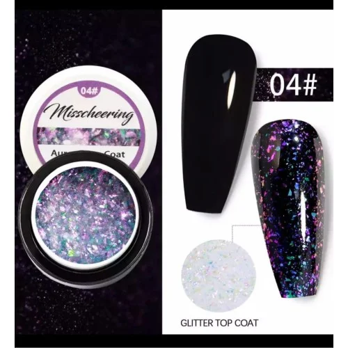 Top Coat Aurora Glitter 6ml No Wipe