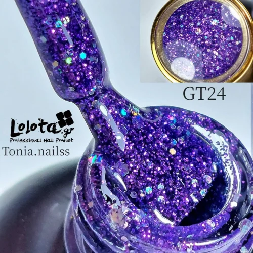 Ημιμόνιμο Glitter Επαγγελματικό Βερνίκι Lolota 15ml GT24