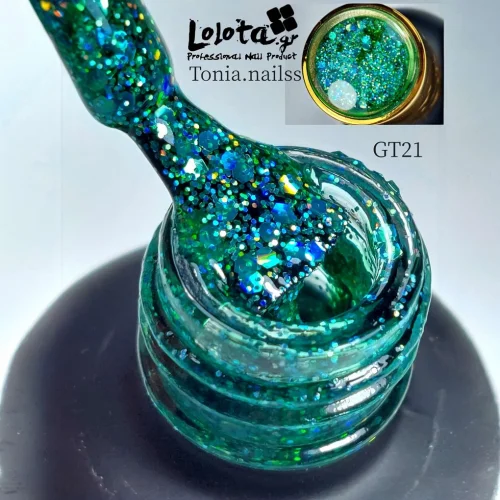 Ημιμόνιμο Glitter Επαγγελματικό Βερνίκι Lolota 15ml GT21