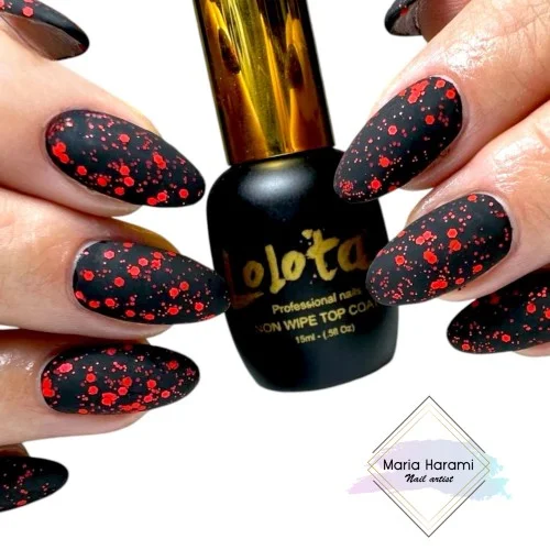 Top Coat Non Wipe Red Foil Matte Satine 15ml Lolota