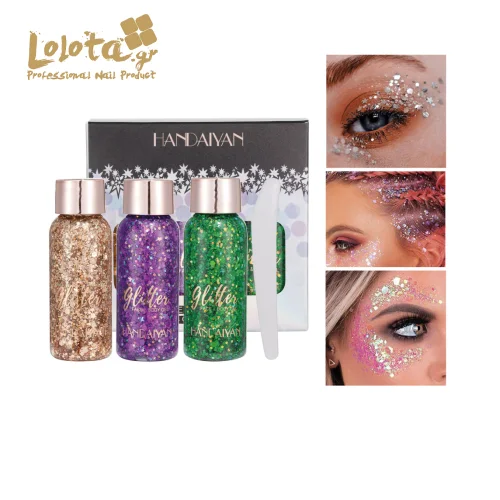 Glitter Face & Body SET 3 τμχ Gel