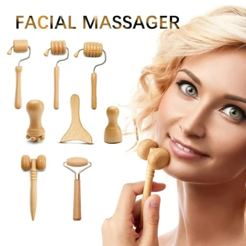 Maderotherapy ξύλινα εργαλεία μασάζ για μαδεροθεραπεία Προσώπου Σετ 8 τμχ
